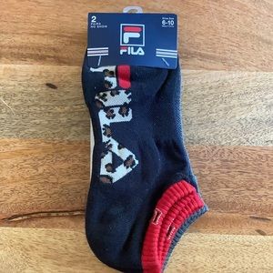 FILA 2 Pair No Show Socks Size 6-10 NWT